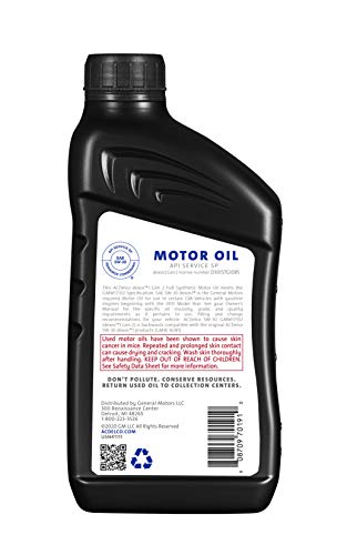ACDelco GM Original Equipment 10-9246 (88865991) dexos™1 GEN 2 Full Synthetic 5W-30 Motor Oil - 1 qt