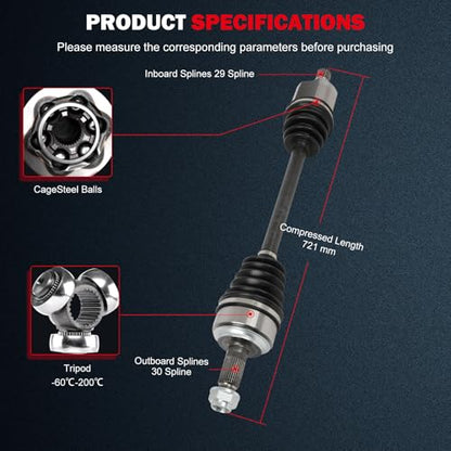 cciyu Front Driver Side CV Axle Drive Shafts for Honda Odyssey 2007-2010 - size: 17-9896