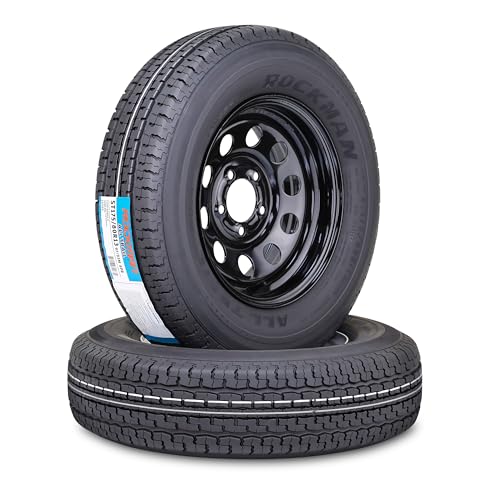 ROCKMAN Trailer Tire Wheel ST175/80R13 8-Ply D 97M 5X4.5" Black Mod Rim,Pk2 - size: ST175/80R13 8PR /5x4.5