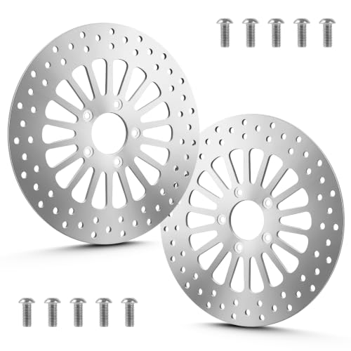 Silvery 11.8" Front Brake Rotors With Bolts Fit for Harley Davidson Touring - size: 2 Front Rotor