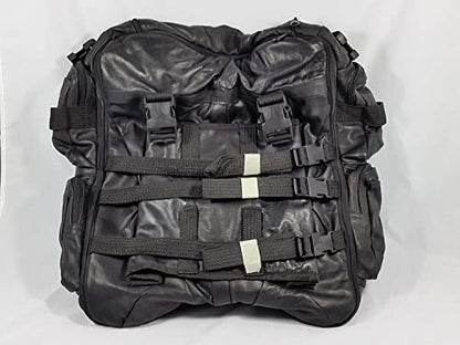 Excelsior Int. Waterproof PU Leather Motorcycle Cruiser Sissy T Bar Bag Set - All Season Biker Luggage, Travel-Ready, Black - One Size