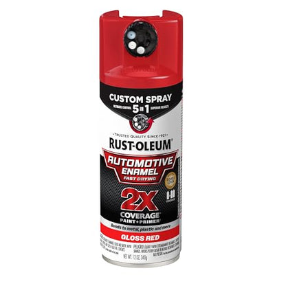 Rust-Oleum 2X Automotive Enamel 5-in-1 Spray Paint, Gloss Red - color: Gloss Red, size: 12 Ounce (Pack of 1)
