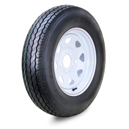Free Country Trailer Tire Wheel ST205/75D15 6-Ply 101L 5X5 White Spoke Rim - size: ST205/75D15 /6PR /5X5