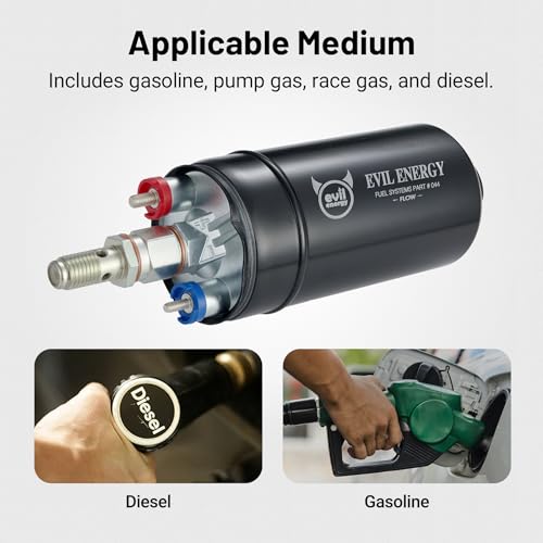 EVIL ENERGY External Inline Fuel Pump 300 LPH High Flow 12V Universal