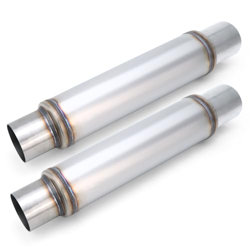 LCGP 3" Exhaust Mufflers, 3in Muffler Universal Stainless Steel Performance Muffler, Straight Through Design 3 inch Muffler Resonator Deep Sound for Car, Truck(3" Intet 3" Outlet, 2 Pack) - color: 2 PCS, size: 3" Inlet 21" Overall Length(4" wide)