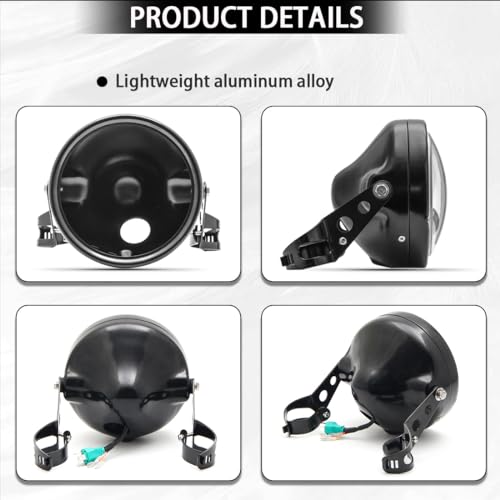 7" 7 Inch Black Headlight Housing Bucket Compatible with for KAWASAKI Honda Yamaha Chopper Cafe Racer Bobbe