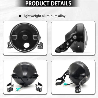 7" 7 Inch Black Headlight Housing Bucket Compatible with for KAWASAKI Honda Yamaha Chopper Cafe Racer Bobbe