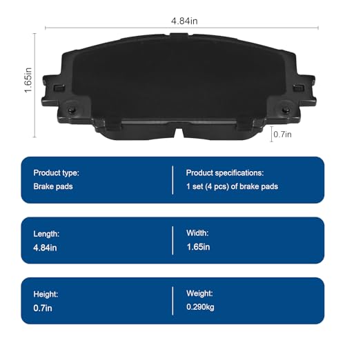 D1184 Front Ceramic Brake Pads Kit Fit For Scion iQ 2013, For Toyota Prius C 2012-2019, For Toyota Yaris 2007-2018 - style: HZ1184