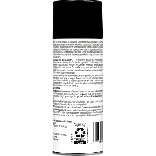 3M Adhesive Remover, 12 oz., Quickly Remove Adhesive, Attachment Tape, Tar, Wax & Adhesive Residue, Low VOC <20%, No Residue Left Behind, Easy-to-Use Formula, Also Works on Glass & Vinyl (03618VOC20) - size: 1 Count (Pack of 1)
