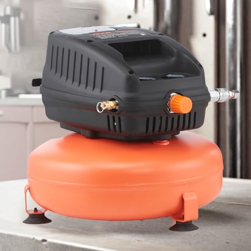 VEVOR 3 Gallon Air Compressor, 1/3HP 0.54CFM @ 90PSI Portable Pancake Air Compressor & 100PSI Max Working Pressure, Oil-Free Compressor Tank for Tire Inflation, Spray Painting, Woodwork Nailing, 120V