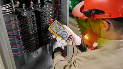 Fluke 17B+ Digital Multimeter, for Electrical Applications, Measures AC/DC Voltage 1000V, Current Measurements to 10A, Resistance, Continuity, Diode, Capacitance, Frequency, and Temperature Testing