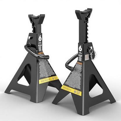 Big RED Jack Stands 6 Ton with Double Locking, 14.2-23.8 inch Adjustable Height for Lifting Cars, SUV, Van, 12000 lb Capacity, 1 Pair - size: 6t double locking black