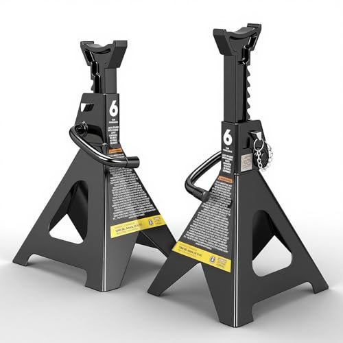 Big RED Jack Stands 6 Ton with Double Locking, 14.2-23.8 inch Adjustable Height for Lifting Cars, SUV, Van, 12000 lb Capacity, 1 Pair - size: 6t double locking black