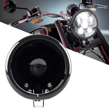 SKTYANTS 5.75 inch headlight housing backet with H4 Wiring Harness 5 3/4" 5.75 Inch headlight Bucket Housing Trim Ring for FXWG FXDWG FXST Motorcycle (Black) - color: Black
