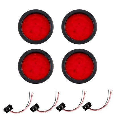 4" Round LED Trailer Tail Lights 3-in-1 - color: 4pcs red