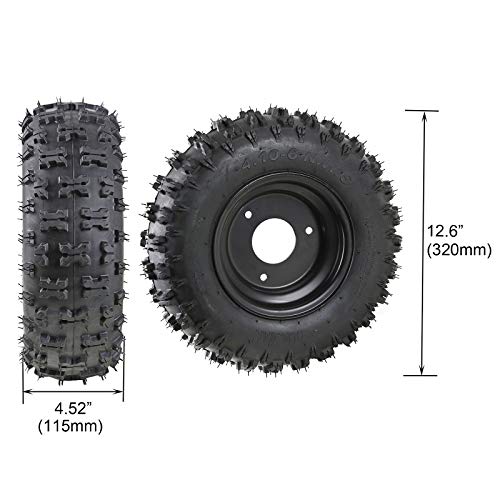 4 Sets of 4.10-6 Go Kart ATV Tubeless Tires with Rims | Front and Rear Tire for Scooter Quad Bikes 4 Wheelers