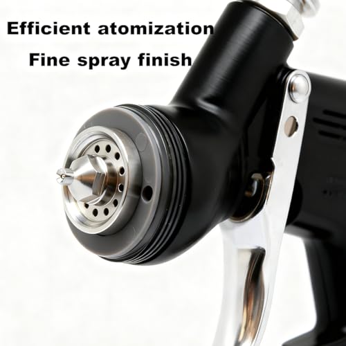 TE20 HVLP Air Spray Gun 1.3mm Nozzles, Car Paint Gun Sprayer,Forged Body, Anodised Finish，Paint Gun for Varnish and Top Coat, with Paint Sprayer Accessories (Black（Plum Blossom Nozzle）) - style: Black（Plum Blossom Nozzle）