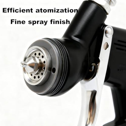 TE20 HVLP Air Spray Gun 1.3mm Nozzles, Car Paint Gun Sprayer,Forged Body, Anodised Finish，Paint Gun for Varnish and Top Coat, with Paint Sprayer Accessories (Black（Plum Blossom Nozzle）) - style: Black（Plum Blossom Nozzle）