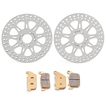 TOFR 11.5" Brake Rotor w/Pads for Harley Sportster XL1200 04-13 XL883 04-10 - color: Polished