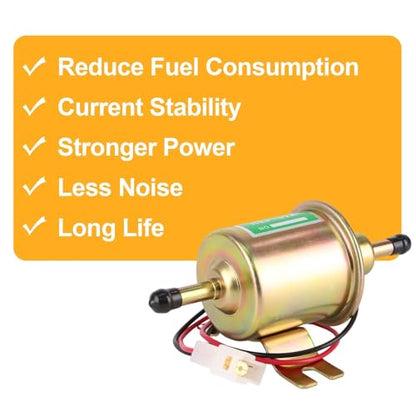Electric Fuel Pump 2.5-4psi HEP-02A 6pcs Low Pressure 12V Gas Diesel Compatible with Motorcycle Carburetor ATV Trucks Boats For Gasoline or Diesel Engine