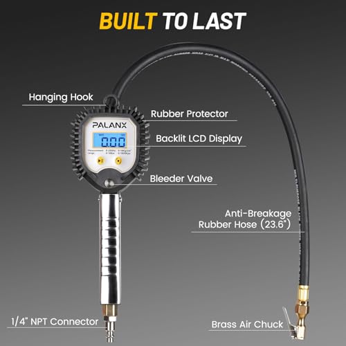 230 PSI Digital Tire Pressure Gauge with Inflator & Deflator
