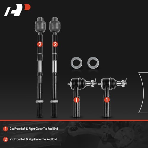 A-Premium Front Inner & Outer Tie Rod End Kit, Compatible with Dodge - size: 4Pcs-Tie Rod End Kit