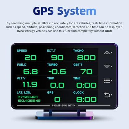 MH Obd2 Gauge Display Heads Up Display 4.3-inch TFT LCD Screen Multi-Function Digital HUD Gauge Cluster with Speed RPM Boost for All Car
