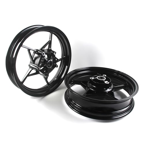 Arashi Front and Rear Wheel Rims for Kawasaki Ninja 400 Z400 EX400 2018-2024 ABS include, Ninja 500 Z500 2024-2025, Motorcycle Replacement Accessories Parts Gloss Black