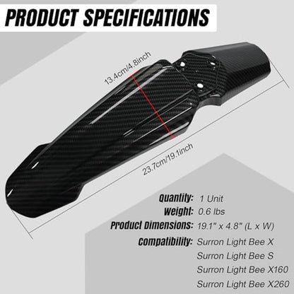 Surron Front Fender, Imitation Carbon Fiber Motorcycle Fender Mud Guard for Surron Sur Ron Light Bee X/S, Segway X260 X160 - style: Imitation Carbon Fiber