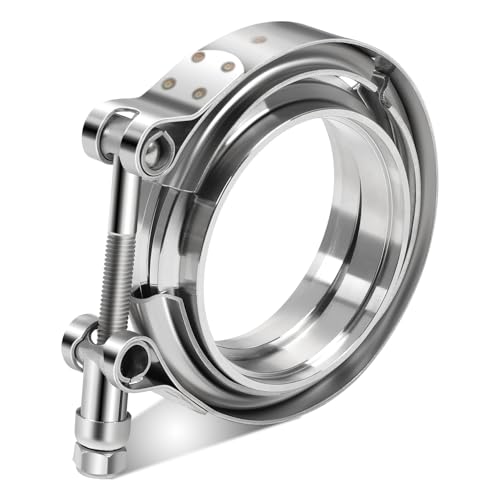 Auto Dynasty 3 Inch V Band Clamp Kits with Male/Female Flanges 304 Stainless Steel for Turbo and Exhaust Systems, Natural Metallic - color: Pack of 1, size: 3" OD
