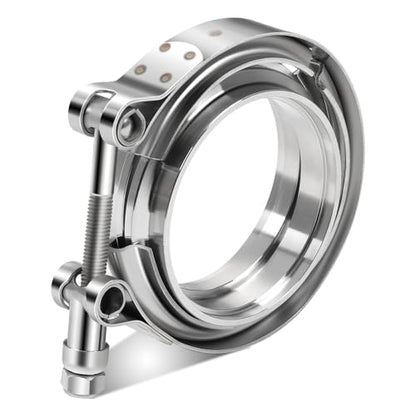 Auto Dynasty 3 Inch V Band Clamp Kits with Male/Female Flanges 304 Stainless Steel for Turbo and Exhaust Systems, Natural Metallic - color: Pack of 1, size: 3" OD