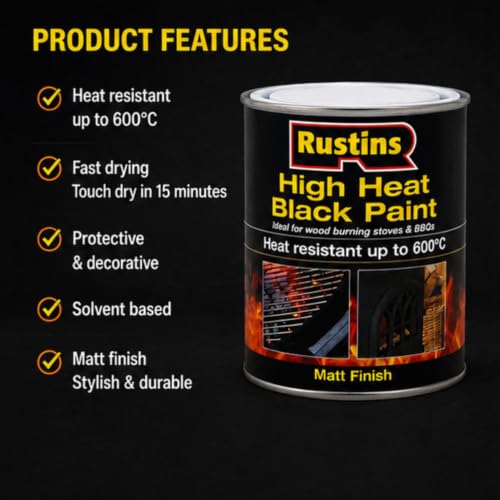 Rustins High Heat Black Paint 250ml