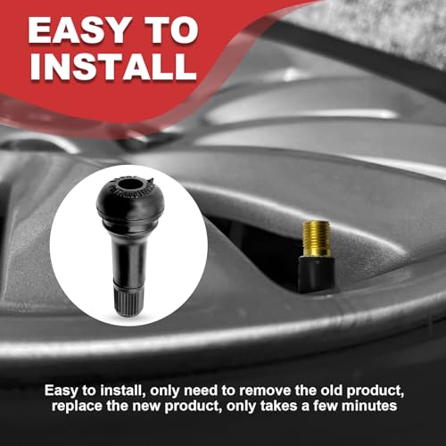 100PCS Car TR413 Tire Valve Stems, for 0.453 Inch Rim Holes, Black Standard Length Replacement Tool, Anti-Rust Snap-in Automotive Tyre Stem Replacement, Universal for RV, SUV, Truck
