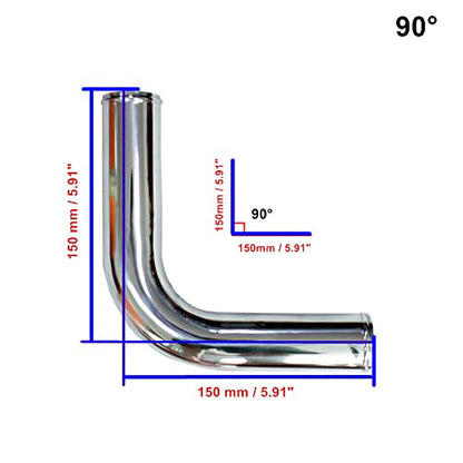 2.5" OD 90 Degree Aluminum Elbow Pipe with Beaded Ends - color: Polished Silver 90 Degree, size: OD 2.5"-63mm