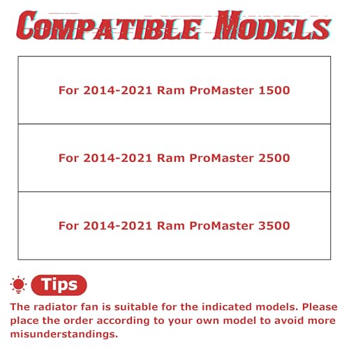 PartsFlow Engine Radiator Cooling Fan Assembly for 2014-2021 Ram ProMaster 1500 2500 3500 68188994AA 621-638 - color: For Ram ProMaster