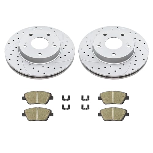 Acinoparts Front Brake Kit Drilled & Slotted Brake Rotor Ceramic Brake Pad - size: HMBK21202