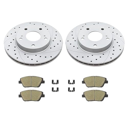 Acinoparts Front Brake Kit Drilled & Slotted Brake Rotor Ceramic Brake Pad - size: HMBK21202
