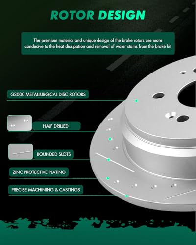 SCITOO Brake Kits Front Rear Brake Rotors Brake Pad:31369;D1088;31368;D1089 - size: 31368+D1089 & 31369+D1088 [4+8PCS]