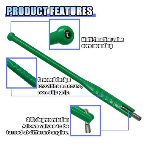 BDZMC Tire Valve Stem Puller, No Scratch Tire Valve Insertion Tool, Plastic Handle Valve Stem Removal Tool, 11.6" Tire Valve Core Removal Tool, Universal Tire Repair Installer Tool for Car Motorcycle