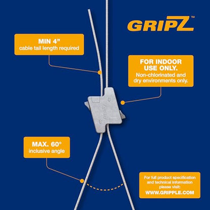 Gripple GRIPZ Adjustable Cable Hanger Combo Pack – Multi-Purpose Cable Suspension Kit for Ductwork, Cable Basket, Lighting & Signage
