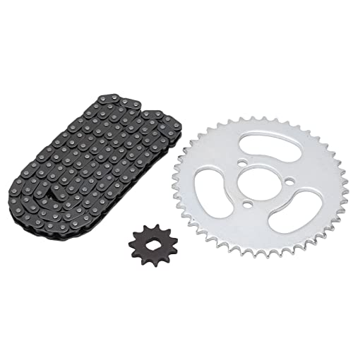 RiToEasysports T8F Front and Rear Sprocket Chain,Steel Motor Chain Sprocket Set for Modified Karts Atvs and Mini Motorcycles Electric Bicycle Modification Accessories