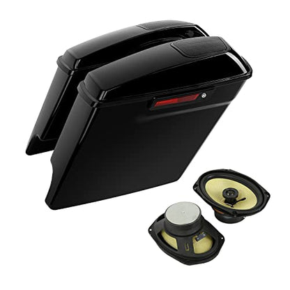 TCT-MOTORPARTS 5" Stretched Hard Saddlebags Extended Saddle Bags w/ 6"x 9" Speakers Fit For Harley Touring 2014-later Models Street Road Glide Road King Electra Glide - color: 5" Extended Saddlebags+6x9" Speakers