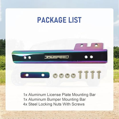 Neo Chrome Front Bumper License Plate Mount Bracket Relocator Holder Bar - color: Neo Chrome