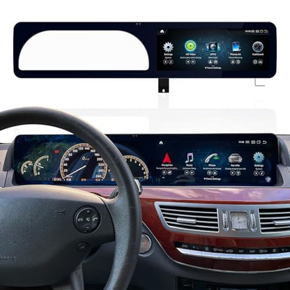 12.3" Android 13 Dual Screen Style Multimedia Blue Anti-Glare HD Screen for Mercedes-Benz 2006-2013 S CL Class W221 W216 NTG 3.0/3.5, Support Carplay Android Auto Mirror Link (8+128GB)