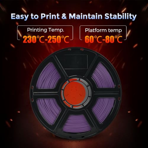 FLASHFORGE Carbon Fiber PETG Filament 1.75mm, Carbon Fiber PETG 3D Printer Filament, 1KG Spool Dimensional Accuracy +/- 0.02mm, Lightweight & Heat-Resistant & Moisture Free (Iris Purple) - color: Purple, size: PETG CF