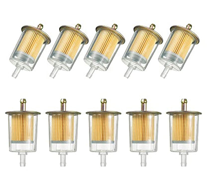 5/16" Universal Fuel Filters Industrial Tractors Cars Trucks Motorcycles Gas Powered Engine Inline Gas Fuel Line 10 Pack