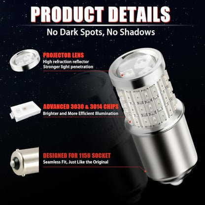 iBrightstar 1156 LED Bulb Red, BA15S 1141 LED Brake Light Bulbs Super Bright for Rear Brake Lights and Tail Lights, 2 Pack - color: Red, size: 1156