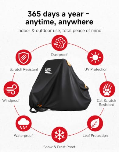 KEMIMOTO Motorcycle Cover Weather Resistant 96.5" Fits for Cruiser - size: 96.5"