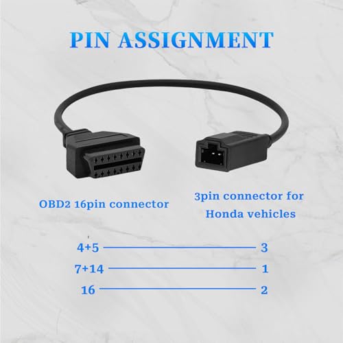 OBD1 to OBD2 Adapter Fits for Honda 3Pin OBD Diagnostic Cable Connector - style: Fit for honda-3pin