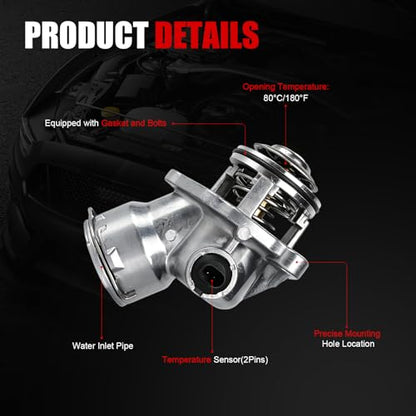 Engine Coolant Thermostat Housing Assembly w/Gasket Compatible with Mercedes-Benz C230 C250 C280 C300 C350 E280 E350 ML350 ML450 R350 2005-2013,Replaces 2722000115 2722000415 902-5912 - size: 902-5912